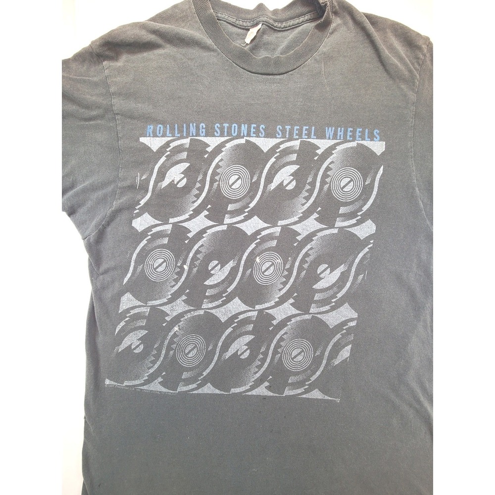 VTG Fruit Of The Loom Rolling Stones Steel Wheels 1989 Tour‎ T-Shirt Mens Large